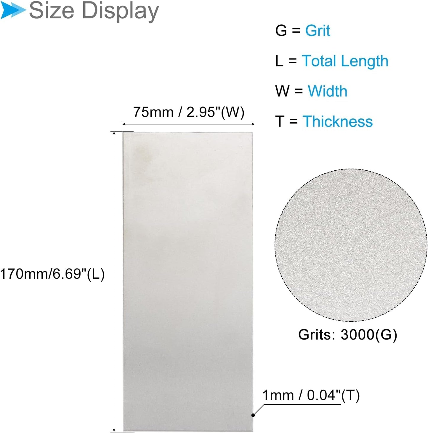Diamond Whetstone Sharpening Stone, 2000 Grit 6.69" x 2.95" Total Size, Sharpener Abrasive Tool - (Applications: for Metal Grinding)