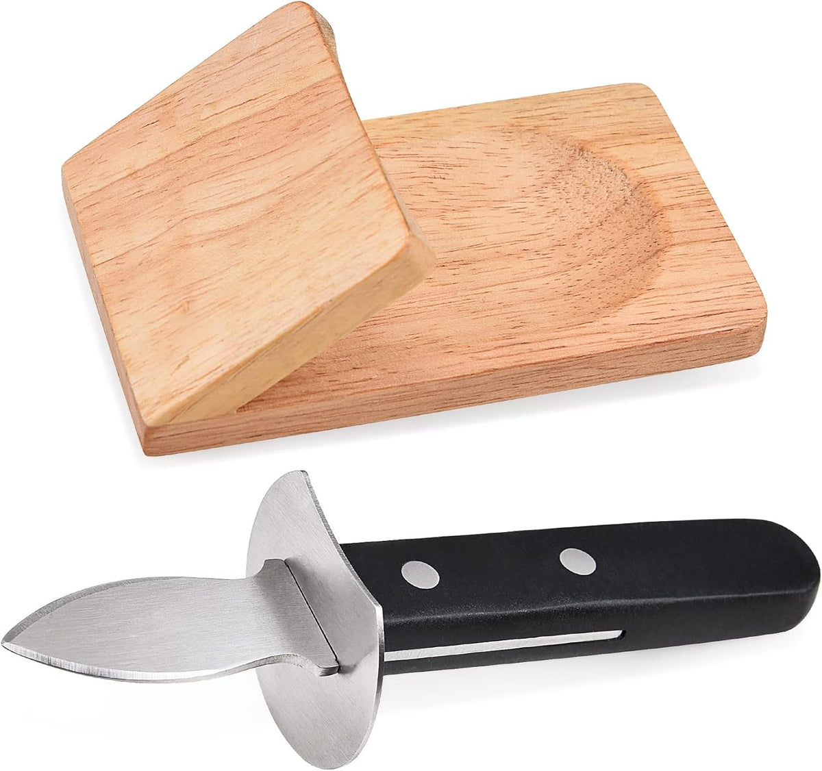 Oyster Knife Shucker Set Oyster Shucking Knife with Wooden holder Oyster Shucking Clamp Seafood Tools