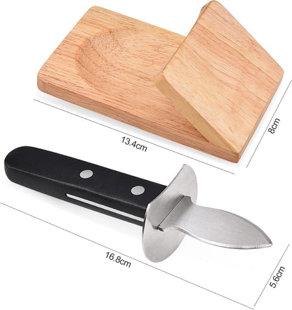 Oyster Knife Shucker Set Oyster Shucking Knife with Wooden holder Oyster Shucking Clamp Seafood Tools