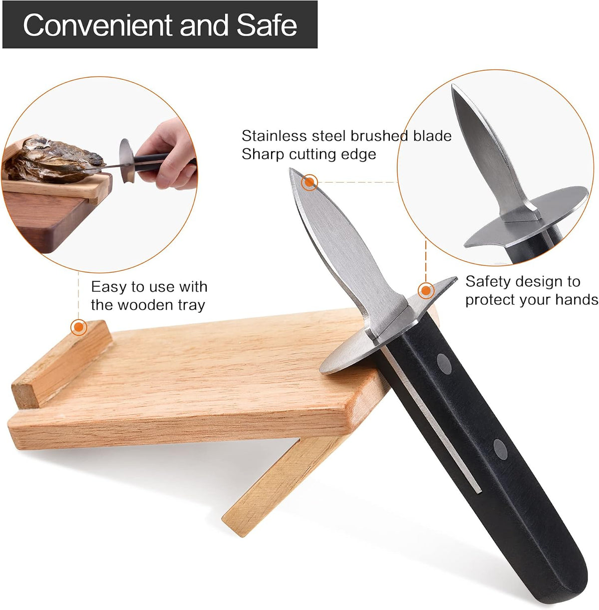 Oyster Knife Shucker Set Oyster Shucking Knife with Wooden holder Oyster Shucking Clamp Seafood Tools