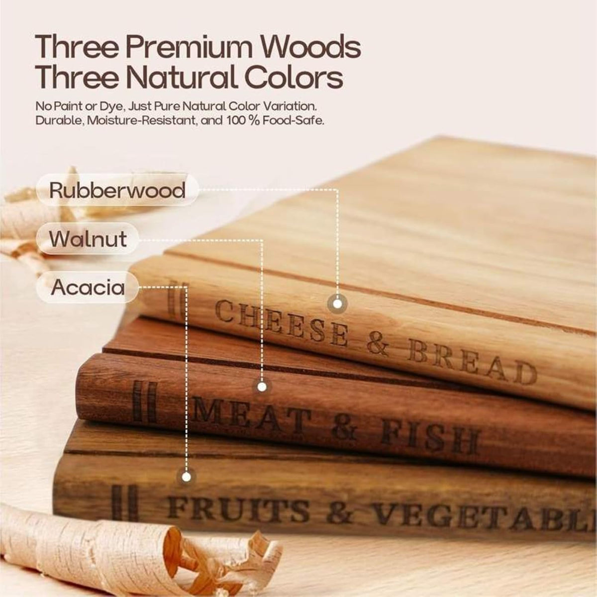 Book Cutting Board Set, Wooden Cutting Boards That Look Like Books with Stand, Unique Kitchen Decor & Charcuterie Serving Tray, Best Housewarming & Wedding Gift for Book Lovers（3pcs）