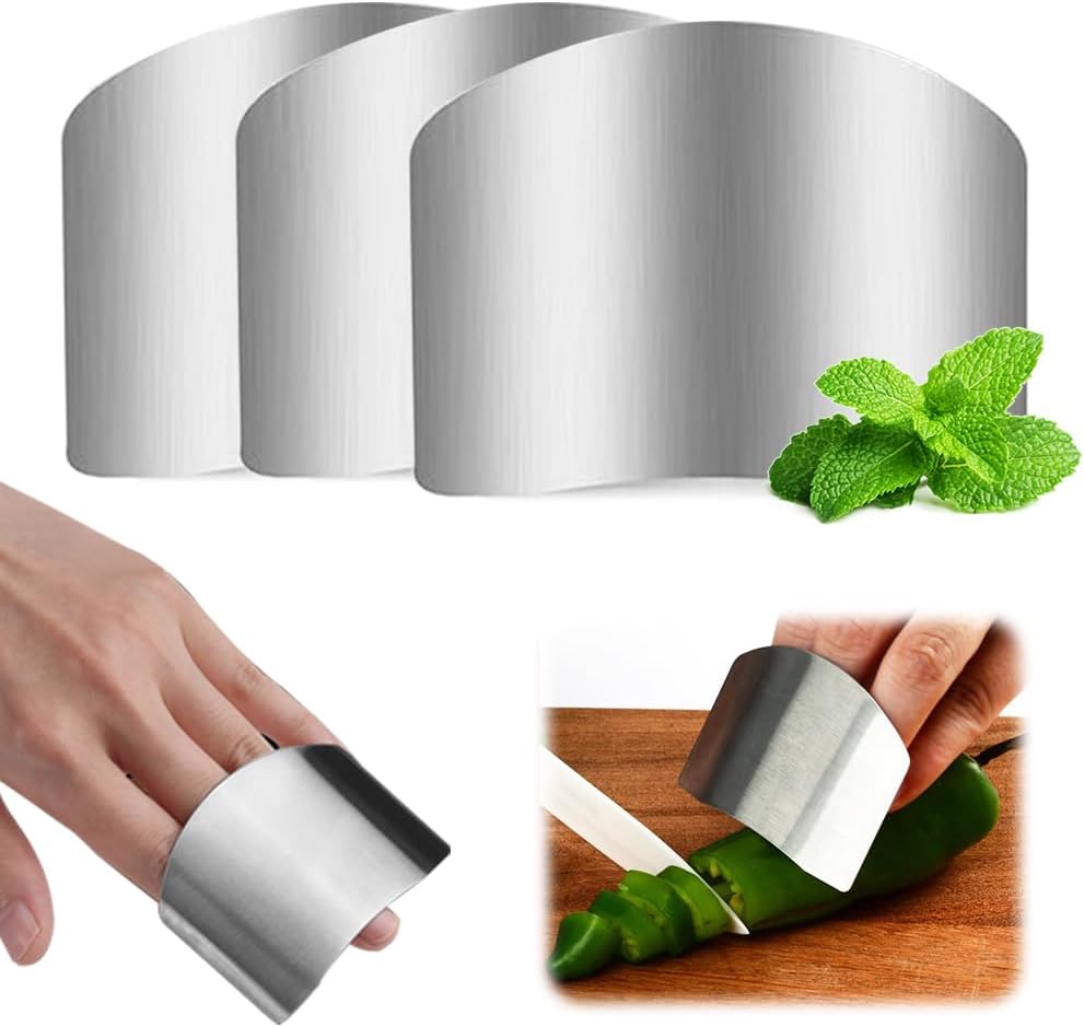 Stainless Steel Finger Guard, 2025 Upgrade Finger Protector for Cutting Food, Safe Slicing Tool for Chopping, Dicing, and Kitchen Food Prep (1 PC)