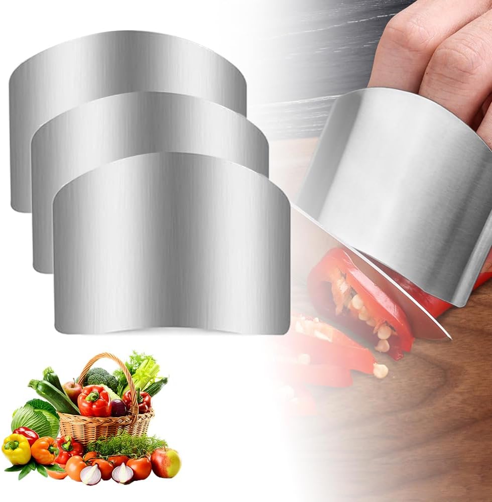 Stainless Steel Finger Guard, 2025 Upgrade Finger Protector for Cutting Food, Safe Slicing Tool for Chopping, Dicing, and Kitchen Food Prep (1 PC)