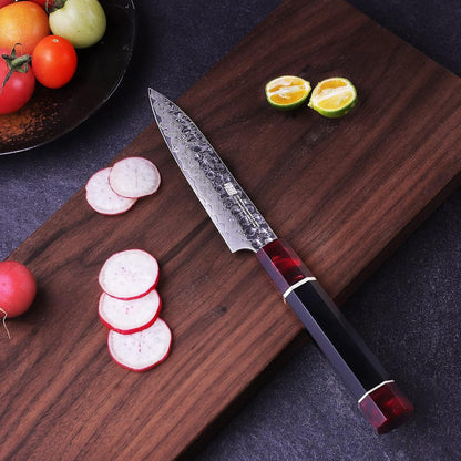 7 Inch Japanese Nakiri Knife with ABS sheath, Professional Vegetable Cleaver, Damascus Steel Blade, Resin Octagonal Handle, for Shredding, Slicing, Mincing (Eternity Series)