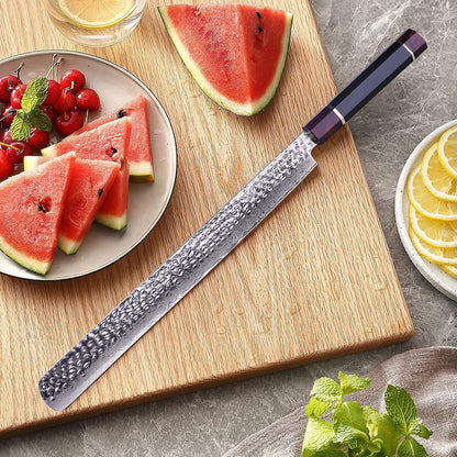 7 Inch Japanese Nakiri Knife with ABS sheath, Professional Vegetable Cleaver, Damascus Steel Blade, Resin Octagonal Handle, for Shredding, Slicing, Mincing (Eternity Series)