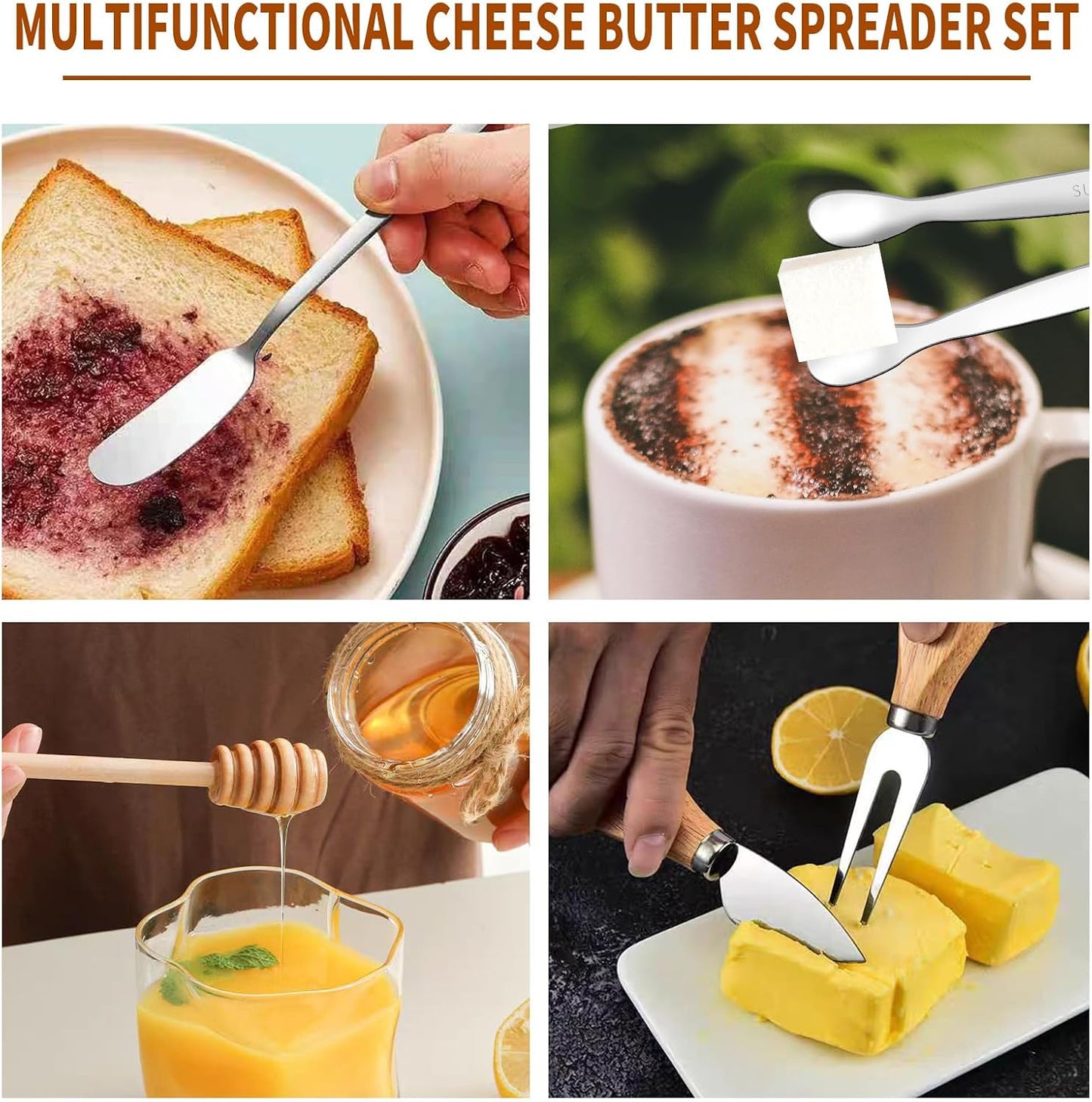 48 Pcs Charcuterie Boards Accessories Butter Spreader Knives Set Stainless Steel Cheese Mini Serving Tongs Spoons Forks Dipping Bowls Toothpick Flags Utensils for Pastry Making Wedding Christmas(Gold)