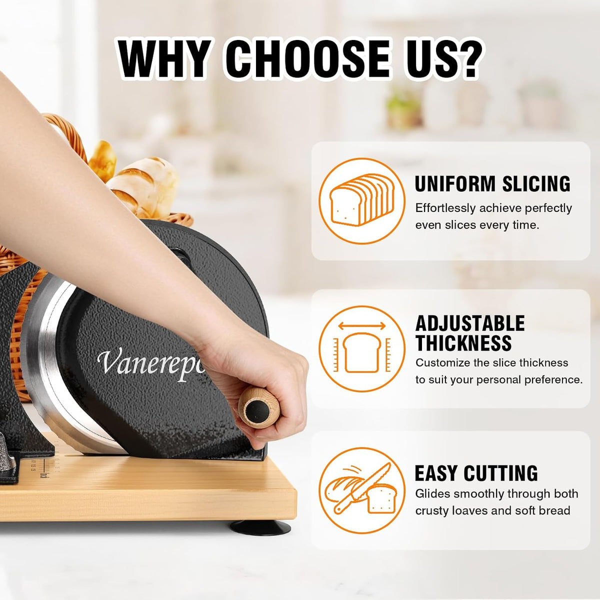 Manual Bread Slicer Adjustable Thickness for Homemade Sourdough