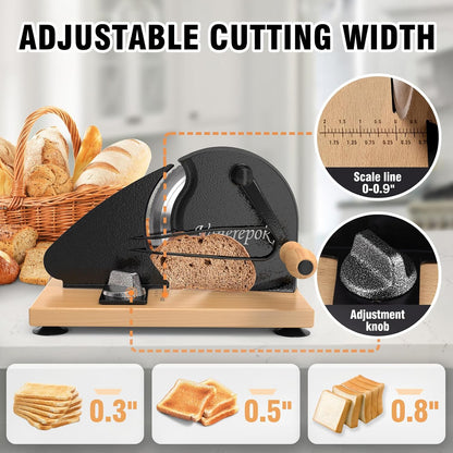 Manual Bread Slicer Adjustable Thickness for Homemade Sourdough