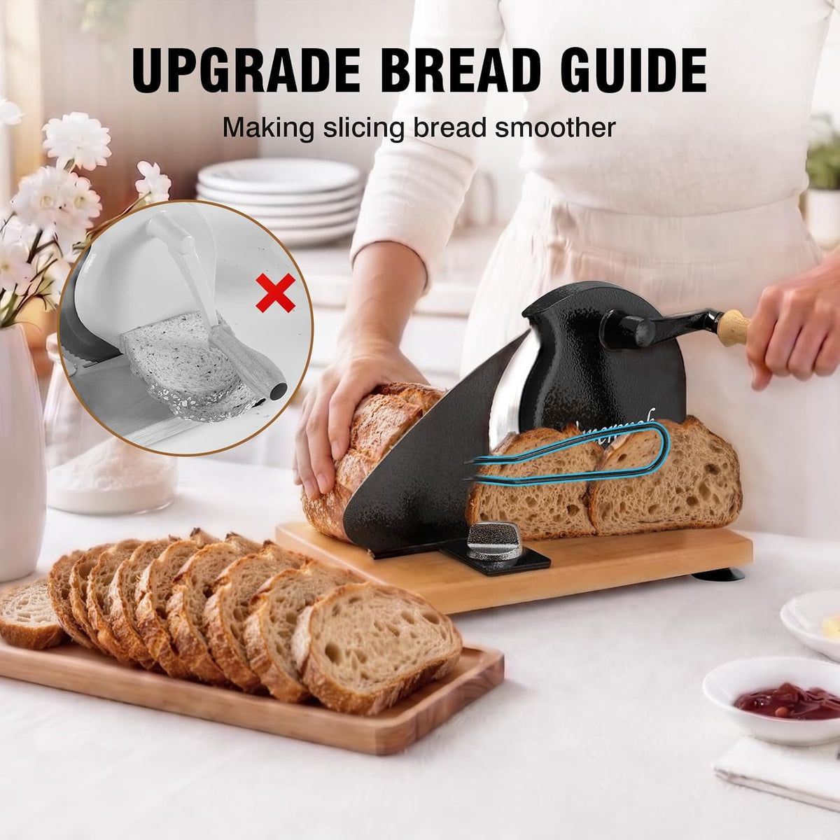 Manual Bread Slicer Adjustable Thickness for Homemade Sourdough