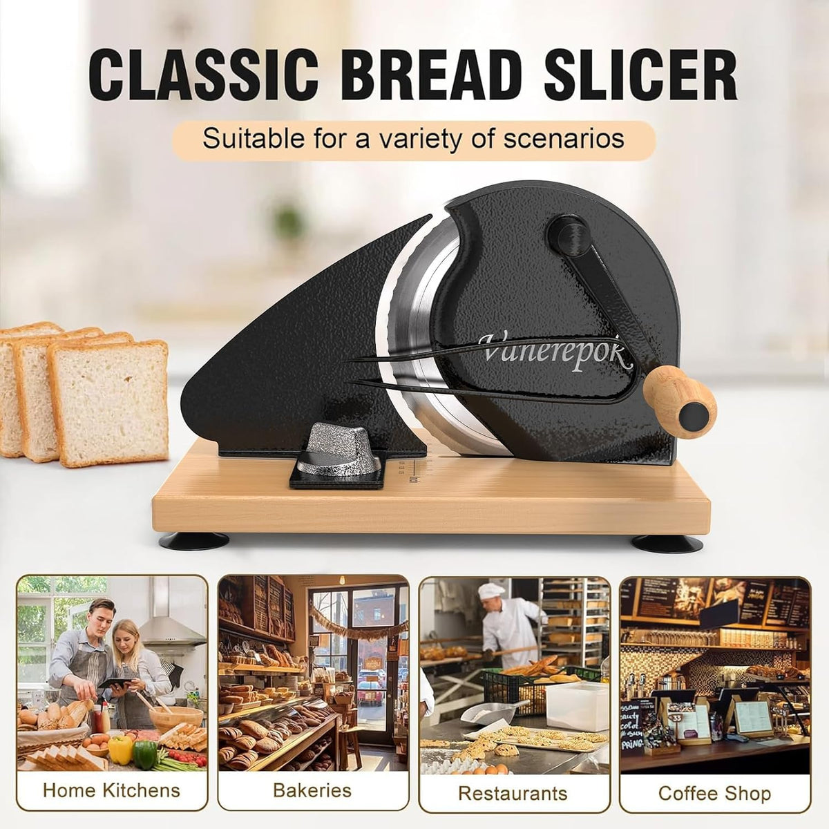 Manual Bread Slicer Adjustable Thickness for Homemade Sourdough