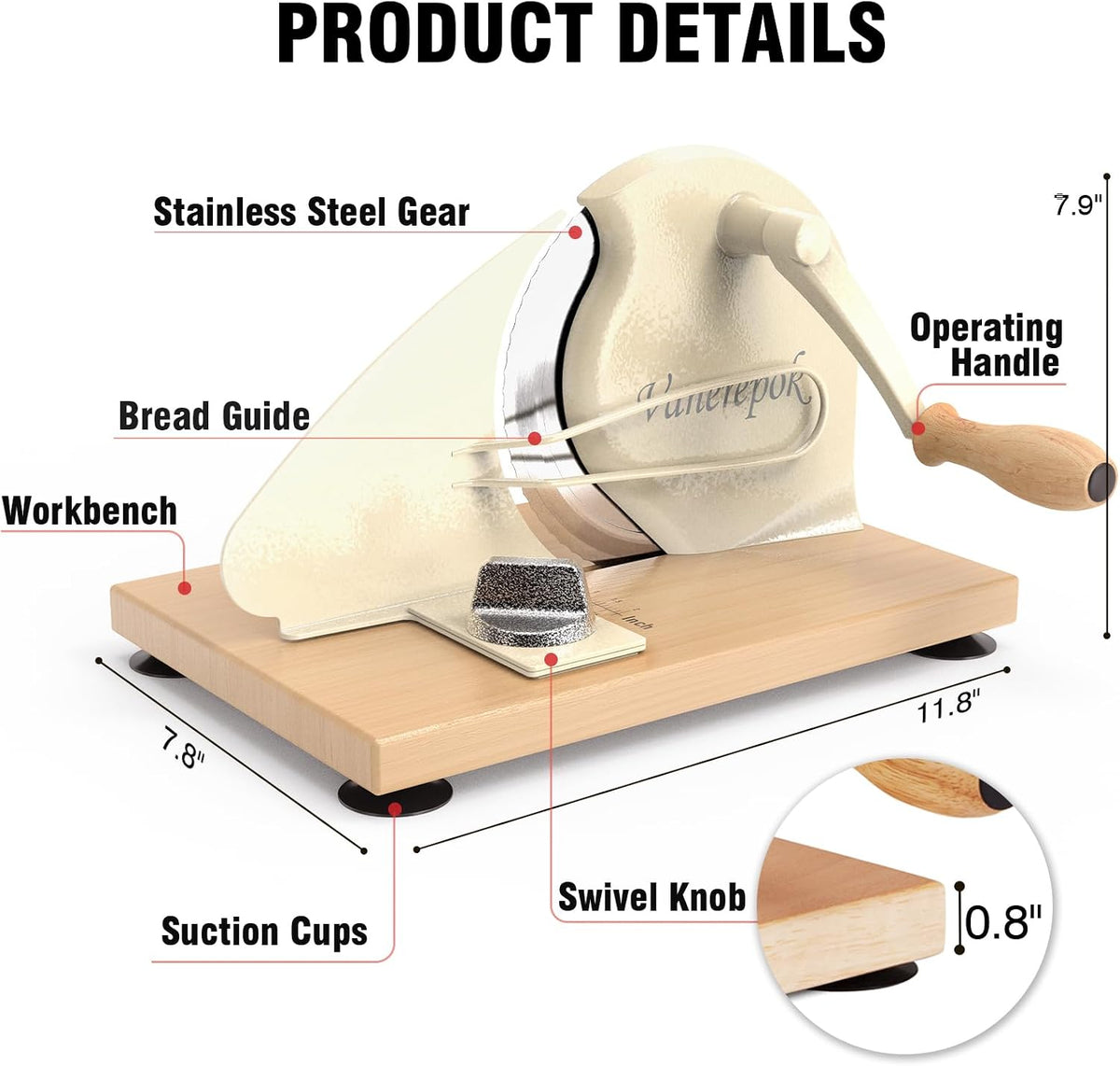 Manual Bread Slicer Adjustable Thickness for Homemade Sourdough