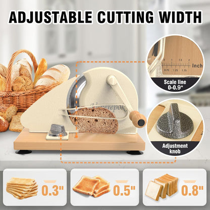 Manual Bread Slicer Adjustable Thickness for Homemade Sourdough