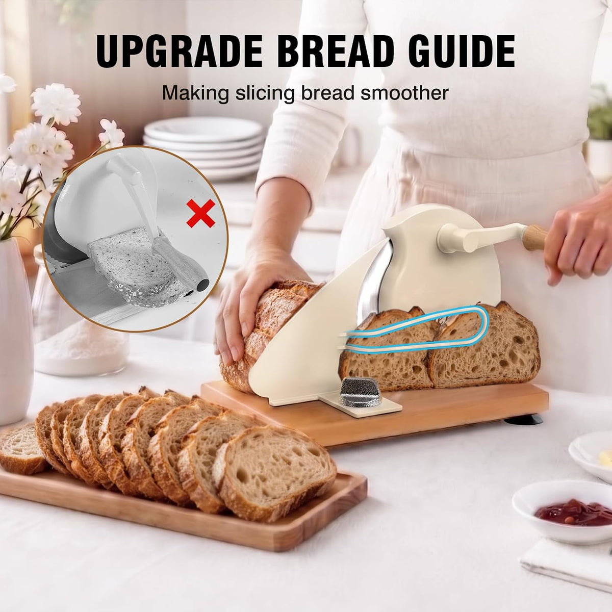 Manual Bread Slicer Adjustable Thickness for Homemade Sourdough