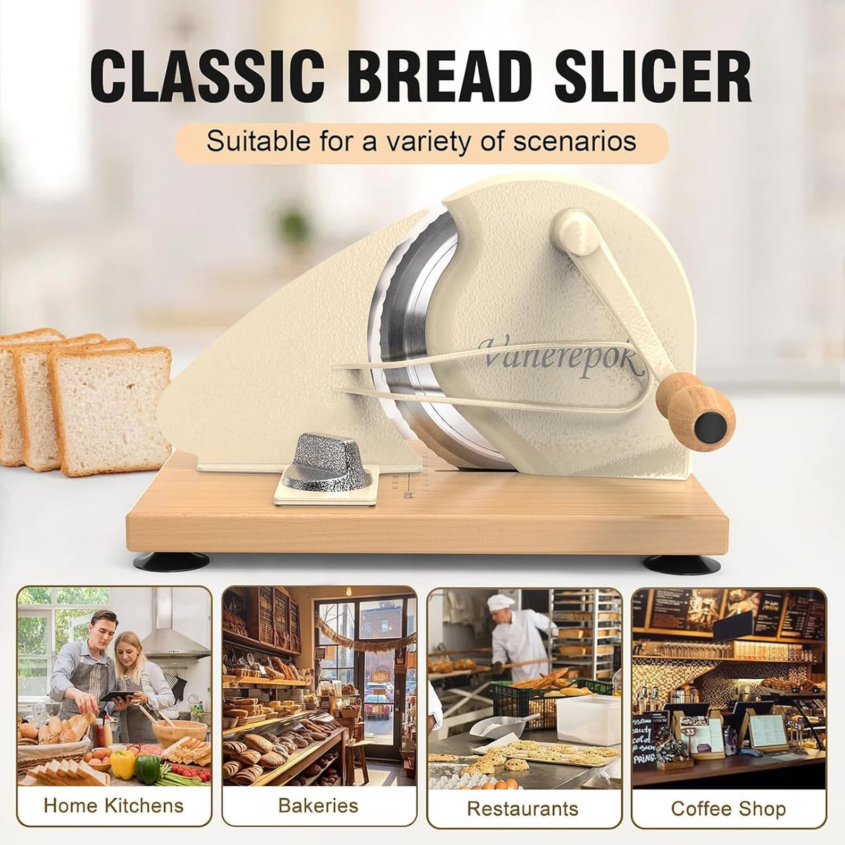 Manual Bread Slicer Adjustable Thickness for Homemade Sourdough