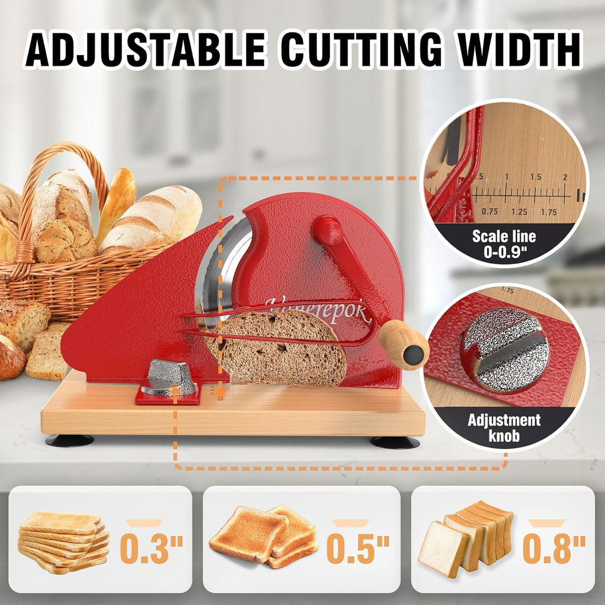 Manual Bread Slicer Adjustable Thickness for Homemade Sourdough