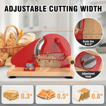 Manual Bread Slicer Adjustable Thickness for Homemade Sourdough