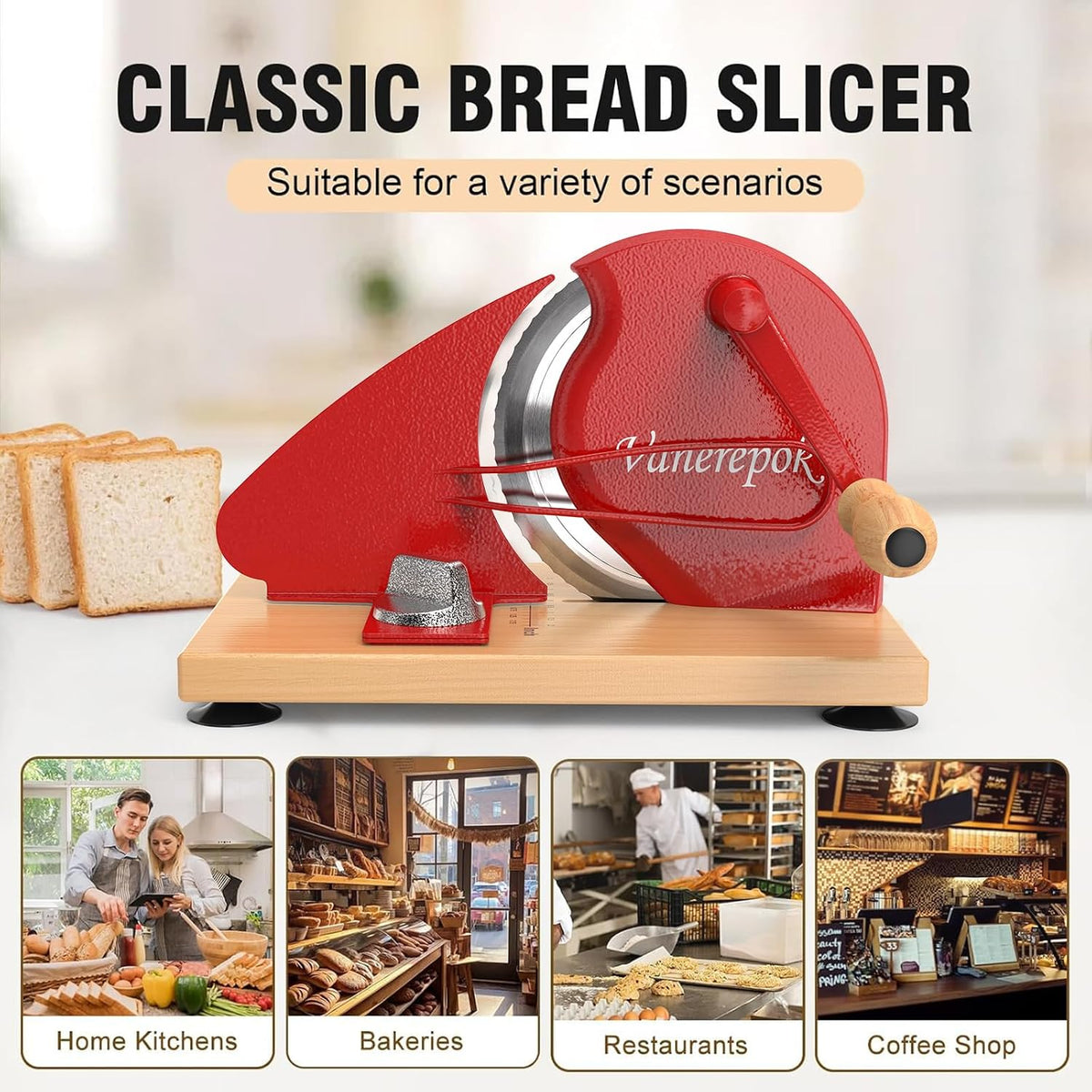 Manual Bread Slicer Adjustable Thickness for Homemade Sourdough