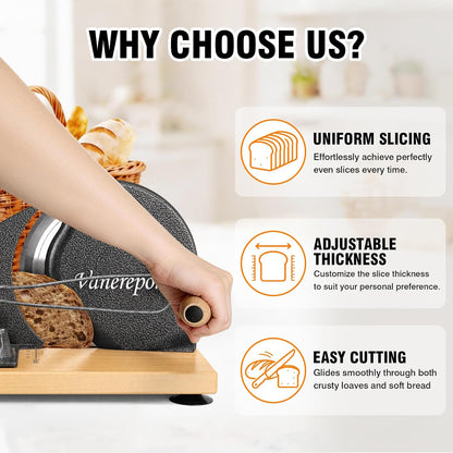 Manual Bread Slicer Adjustable Thickness for Homemade Sourdough