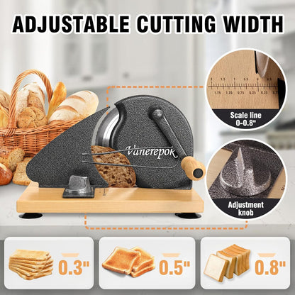 Manual Bread Slicer Adjustable Thickness for Homemade Sourdough