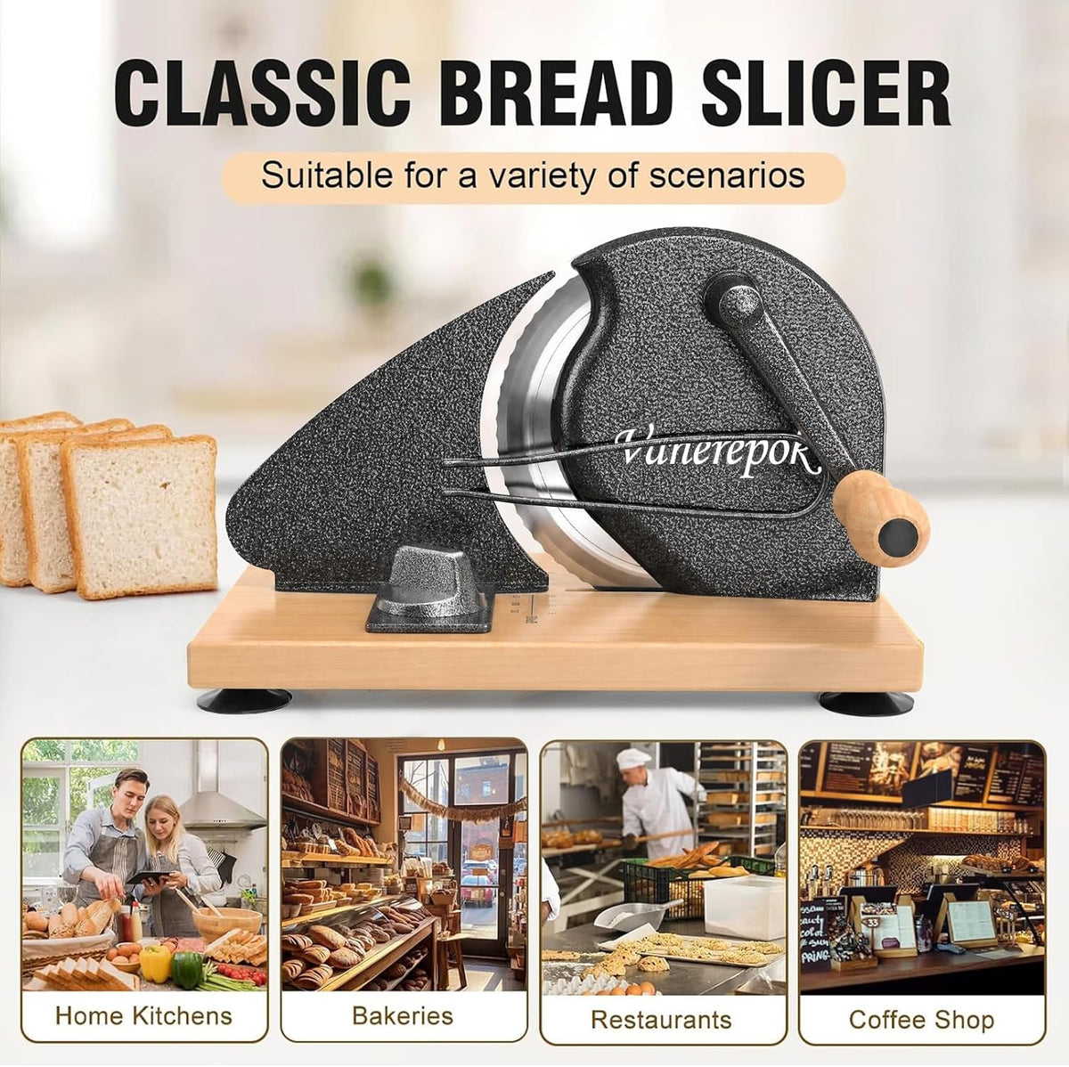 Manual Bread Slicer Adjustable Thickness for Homemade Sourdough