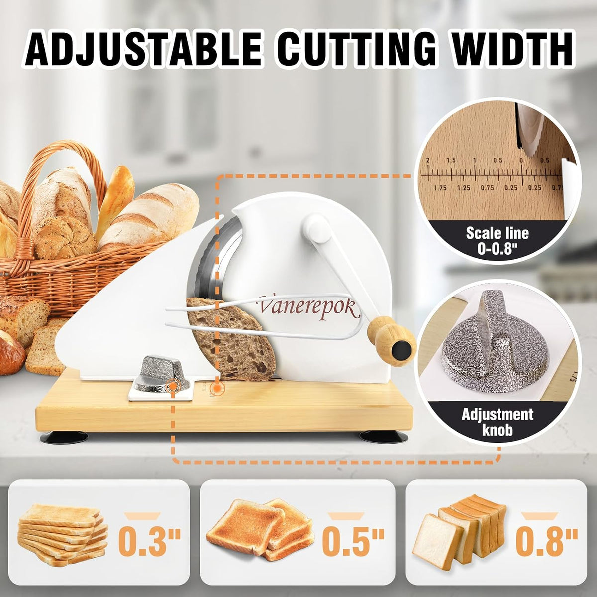 Manual Bread Slicer Adjustable Thickness for Homemade Sourdough
