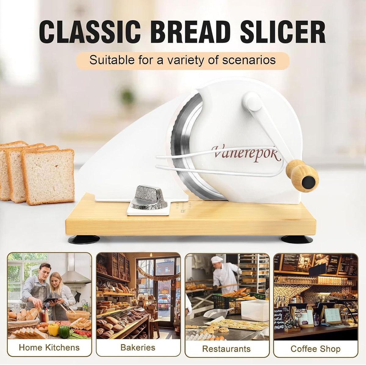 Manual Bread Slicer Adjustable Thickness for Homemade Sourdough