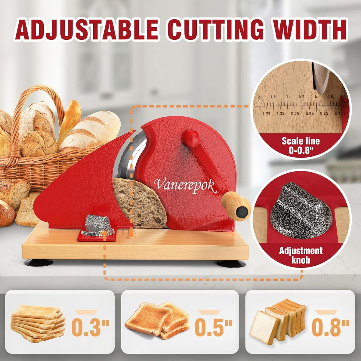 Manual Bread Slicer Adjustable Thickness for Homemade Sourdough