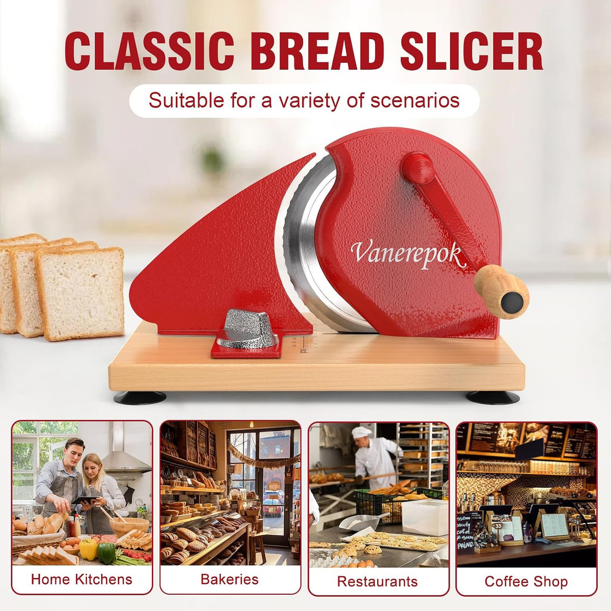 Manual Bread Slicer Adjustable Thickness for Homemade Sourdough