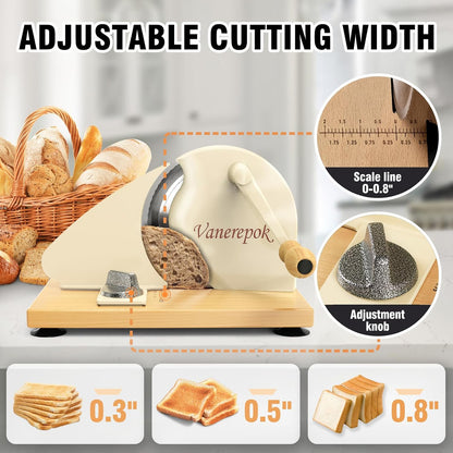 Manual Bread Slicer Adjustable Thickness for Homemade Sourdough