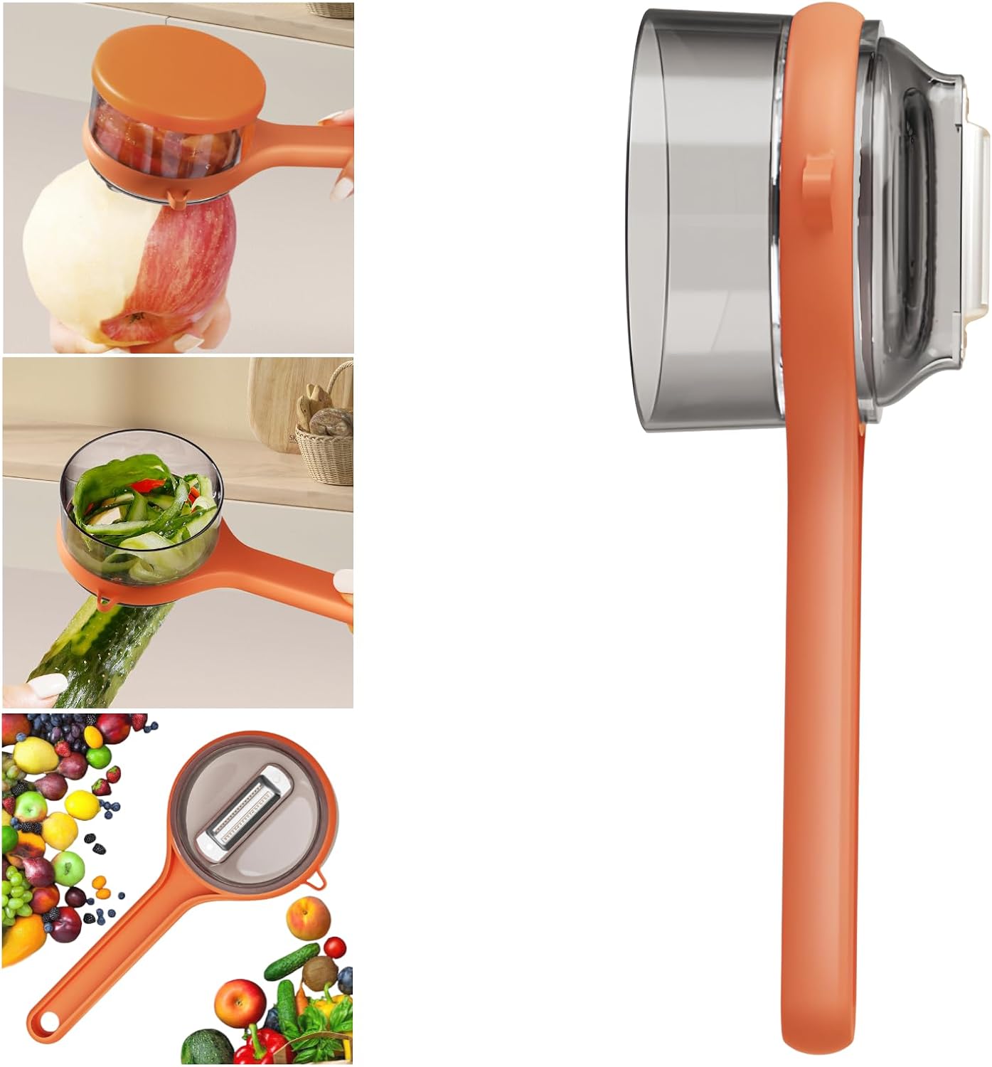 Peeling Knife With Storage Box, Fruit And Vegetable Peeler With Container, Double-Sided Stainless Steel Multi-Function Peeler For Home Kitchen (B-1pcs Green)