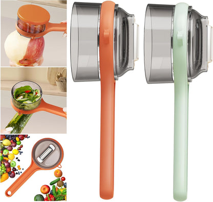 Peeling Knife With Storage Box, Fruit And Vegetable Peeler With Container, Double-Sided Stainless Steel Multi-Function Peeler For Home Kitchen (B-1pcs Green)