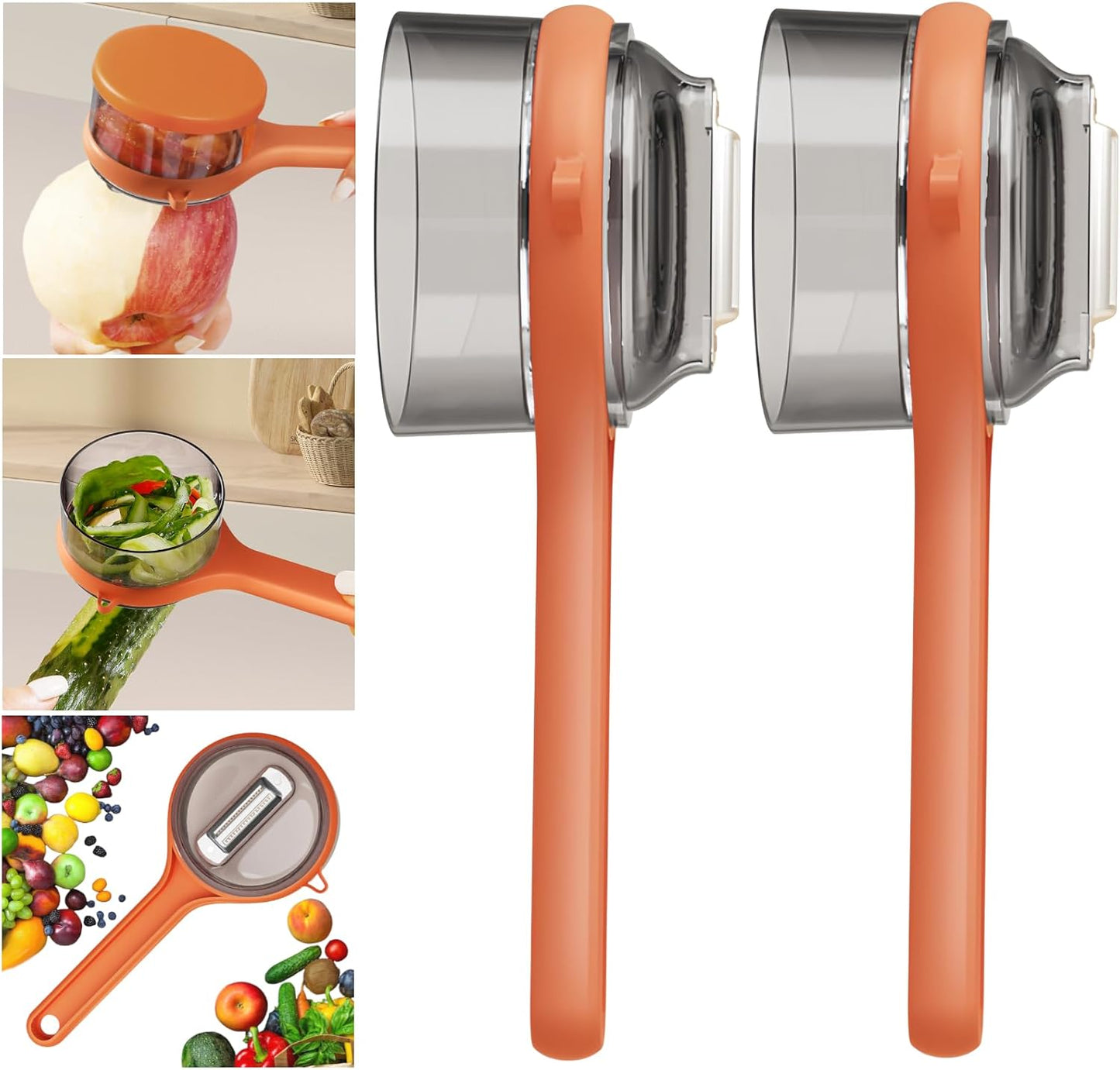 Peeling Knife With Storage Box, Fruit And Vegetable Peeler With Container, Double-Sided Stainless Steel Multi-Function Peeler For Home Kitchen (B-1pcs Green)