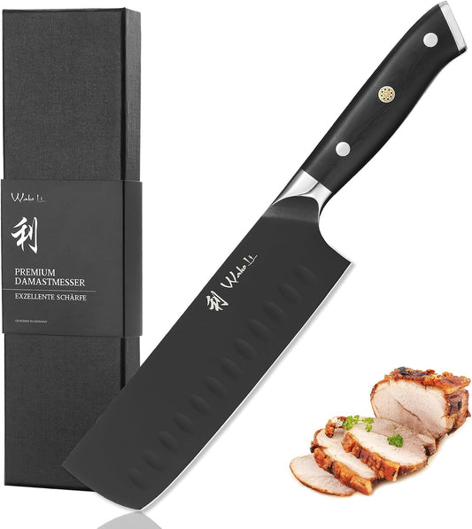 Titanium Noir Nakiri Knife – 6.7-Inch Professional Vegetable Chef Knife | 5Cr15MoV Stainless Steel Blade with Black Titanium Coating | Ergonomic G10 Handle | Kitchen Knife in Gift Box