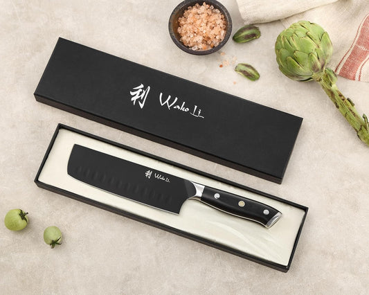 Titanium Noir Nakiri Knife – 6.7-Inch Professional Vegetable Chef Knife | 5Cr15MoV Stainless Steel Blade with Black Titanium Coating | Ergonomic G10 Handle | Kitchen Knife in Gift Box
