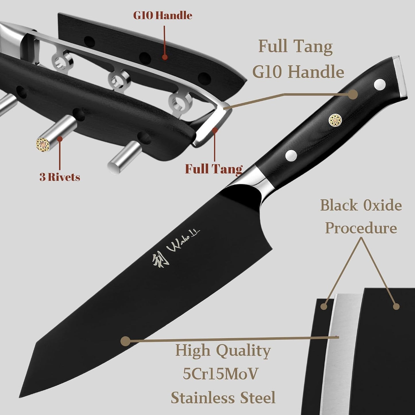 Titanium Noir Nakiri Knife – 6.7-Inch Professional Vegetable Chef Knife | 5Cr15MoV Stainless Steel Blade with Black Titanium Coating | Ergonomic G10 Handle | Kitchen Knife in Gift Box