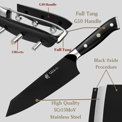 Titanium Noir Nakiri Knife – 6.7-Inch Professional Vegetable Chef Knife | 5Cr15MoV Stainless Steel Blade with Black Titanium Coating | Ergonomic G10 Handle | Kitchen Knife in Gift Box