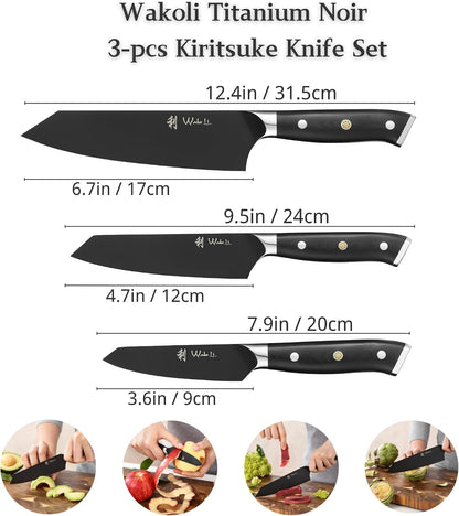 Titanium Noir Nakiri Knife – 6.7-Inch Professional Vegetable Chef Knife | 5Cr15MoV Stainless Steel Blade with Black Titanium Coating | Ergonomic G10 Handle | Kitchen Knife in Gift Box
