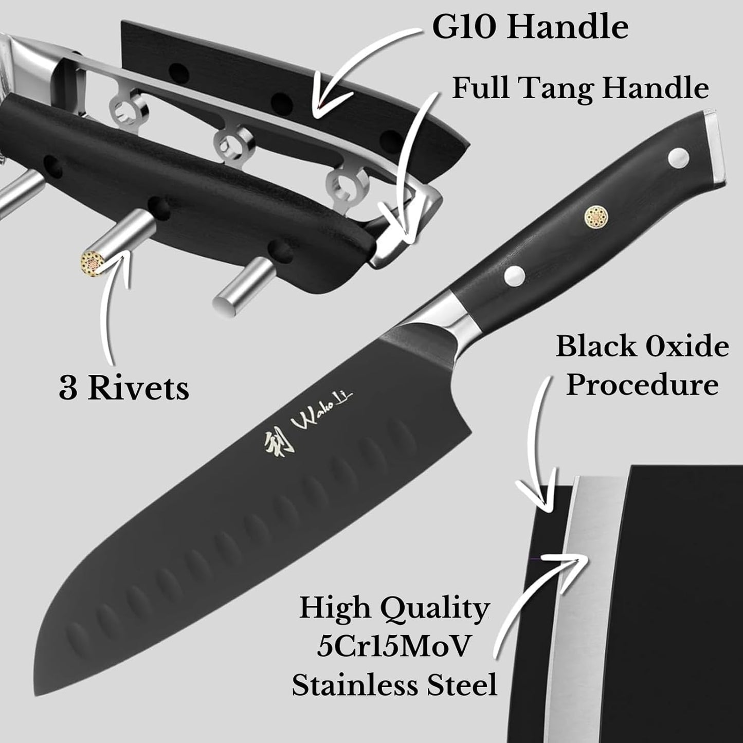 Titanium Noir Nakiri Knife – 6.7-Inch Professional Vegetable Chef Knife | 5Cr15MoV Stainless Steel Blade with Black Titanium Coating | Ergonomic G10 Handle | Kitchen Knife in Gift Box