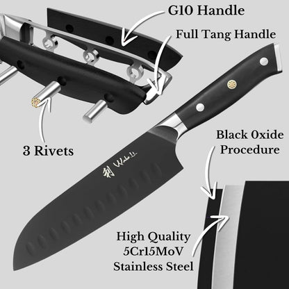 Titanium Noir Nakiri Knife – 6.7-Inch Professional Vegetable Chef Knife | 5Cr15MoV Stainless Steel Blade with Black Titanium Coating | Ergonomic G10 Handle | Kitchen Knife in Gift Box