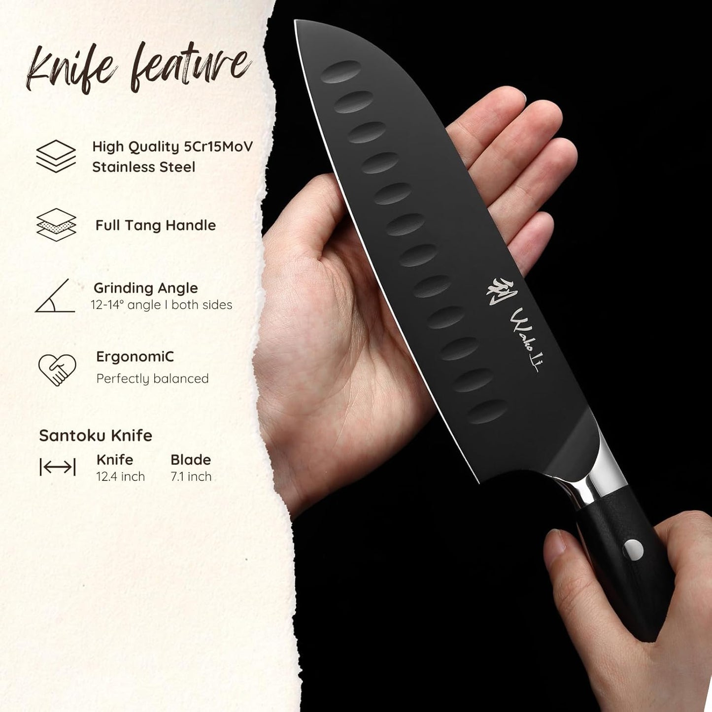 Titanium Noir Nakiri Knife – 6.7-Inch Professional Vegetable Chef Knife | 5Cr15MoV Stainless Steel Blade with Black Titanium Coating | Ergonomic G10 Handle | Kitchen Knife in Gift Box