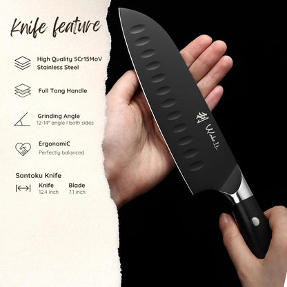 Titanium Noir Nakiri Knife – 6.7-Inch Professional Vegetable Chef Knife | 5Cr15MoV Stainless Steel Blade with Black Titanium Coating | Ergonomic G10 Handle | Kitchen Knife in Gift Box