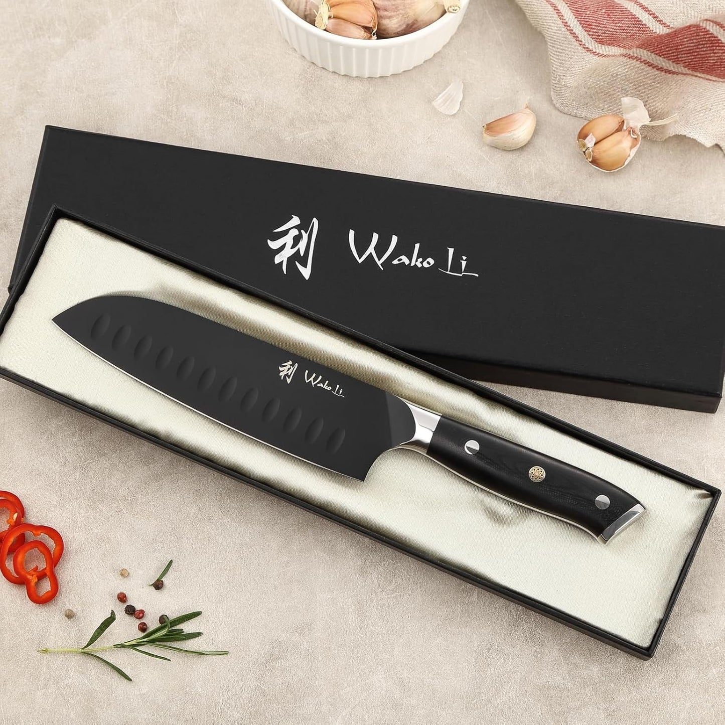 Titanium Noir Nakiri Knife – 6.7-Inch Professional Vegetable Chef Knife | 5Cr15MoV Stainless Steel Blade with Black Titanium Coating | Ergonomic G10 Handle | Kitchen Knife in Gift Box