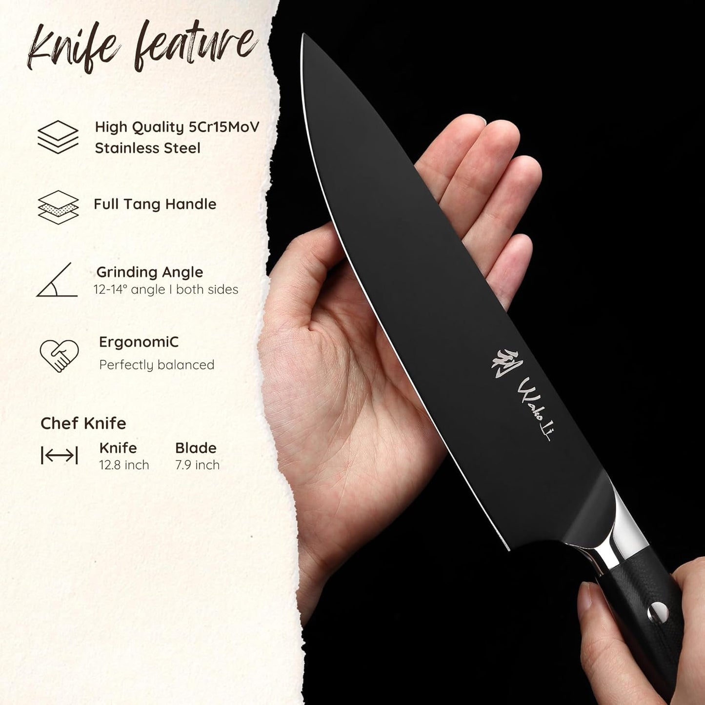 Titanium Noir Nakiri Knife – 6.7-Inch Professional Vegetable Chef Knife | 5Cr15MoV Stainless Steel Blade with Black Titanium Coating | Ergonomic G10 Handle | Kitchen Knife in Gift Box