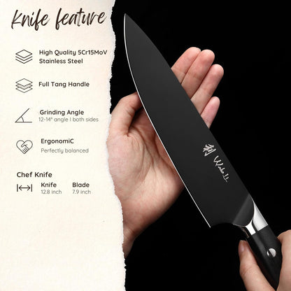 Titanium Noir Nakiri Knife – 6.7-Inch Professional Vegetable Chef Knife | 5Cr15MoV Stainless Steel Blade with Black Titanium Coating | Ergonomic G10 Handle | Kitchen Knife in Gift Box