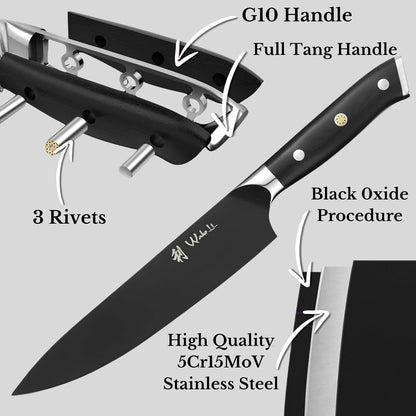 Titanium Noir Nakiri Knife – 6.7-Inch Professional Vegetable Chef Knife | 5Cr15MoV Stainless Steel Blade with Black Titanium Coating | Ergonomic G10 Handle | Kitchen Knife in Gift Box