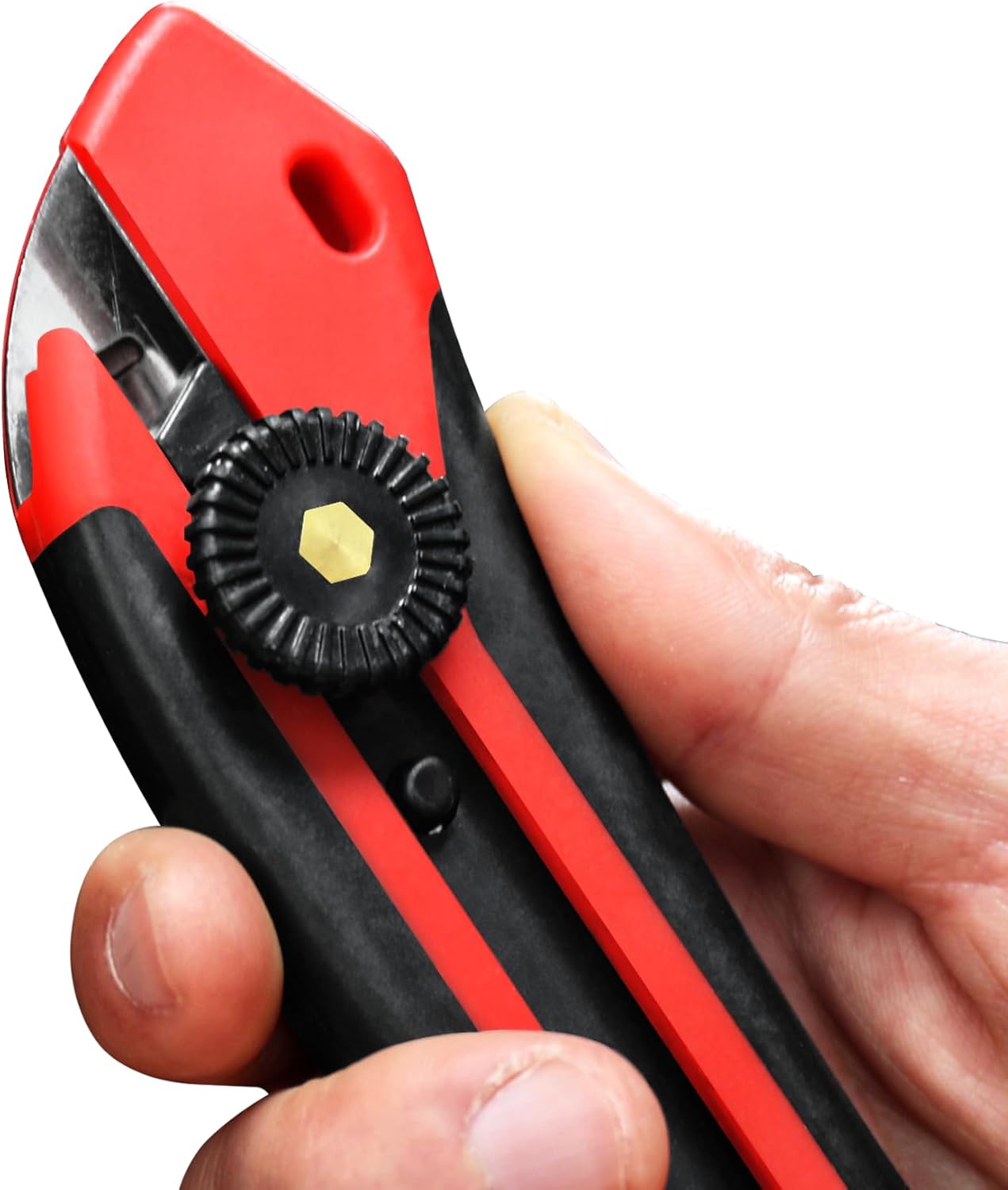 25mm Extra Heavy-Duty Utility Knife with 10pcs Blade set, Multi-Purpose Snap-off Box Cutter, Ratchet-lock Mechanism, Reinforced Fiberglass Handle HT0251-KN