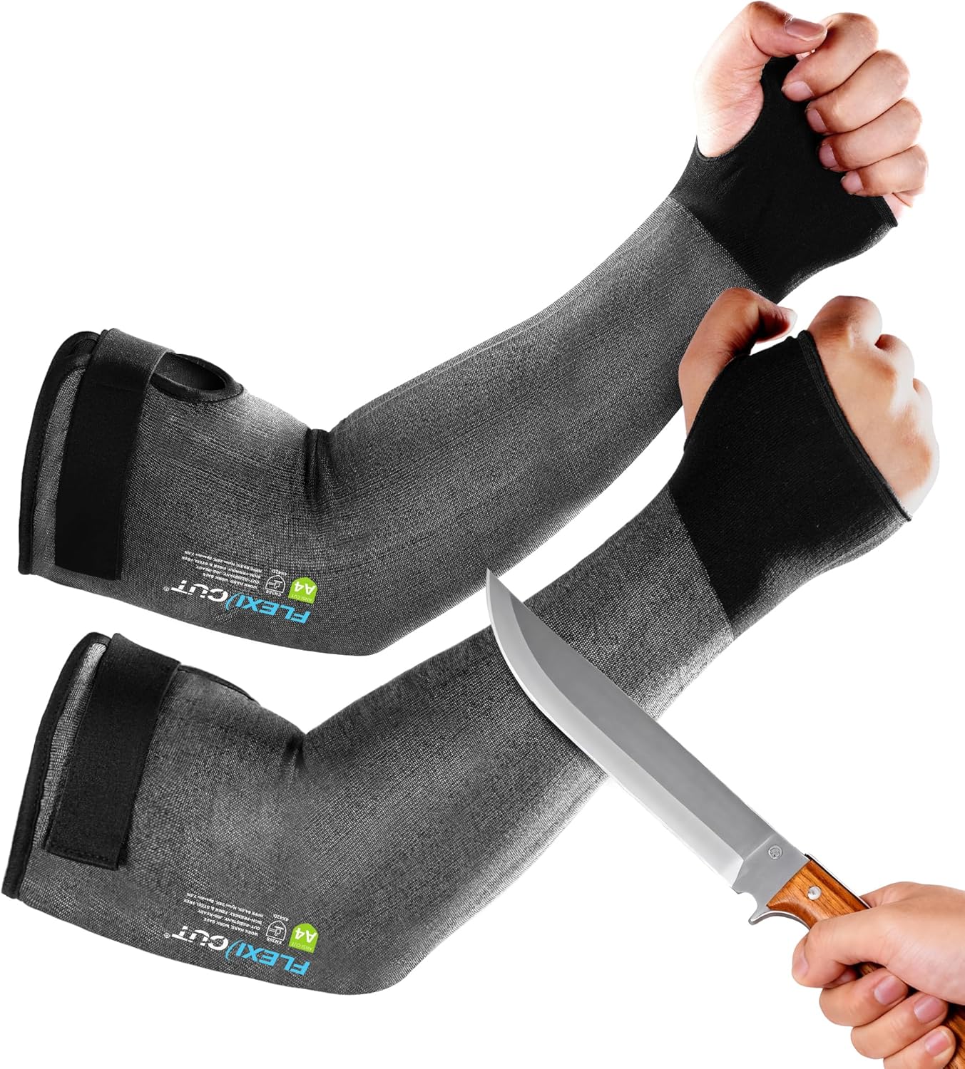 JDL A4 Cut Resistant Farmers Sleeves with Thumb Hole-Glass Fiber & Steel Free, Skin-Friendly Arm Protectors for Gardening, Welding, Kitchen, Biting, Pet Grooming, Black
