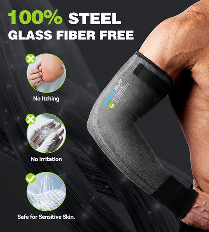 JDL A4 Cut Resistant Farmers Sleeves with Thumb Hole-Glass Fiber & Steel Free, Skin-Friendly Arm Protectors for Gardening, Welding, Kitchen, Biting, Pet Grooming, Black