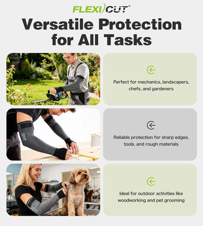 JDL A4 Cut Resistant Farmers Sleeves with Thumb Hole-Glass Fiber & Steel Free, Skin-Friendly Arm Protectors for Gardening, Welding, Kitchen, Biting, Pet Grooming, Black