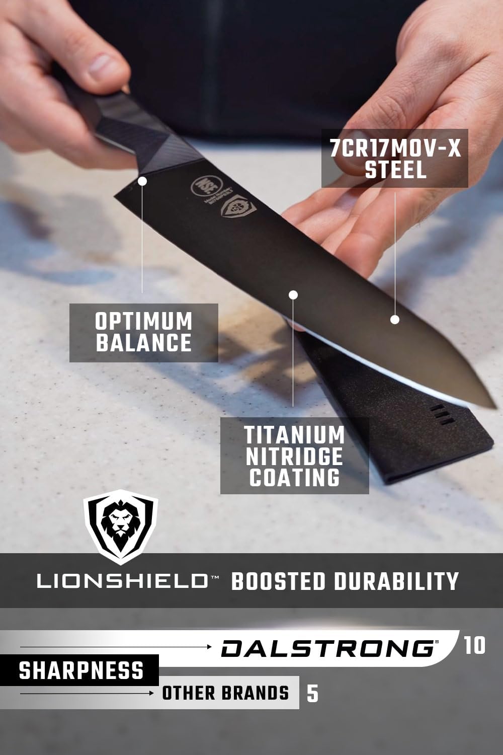8" Chef Knife - Titanium Nitride Coated Steel